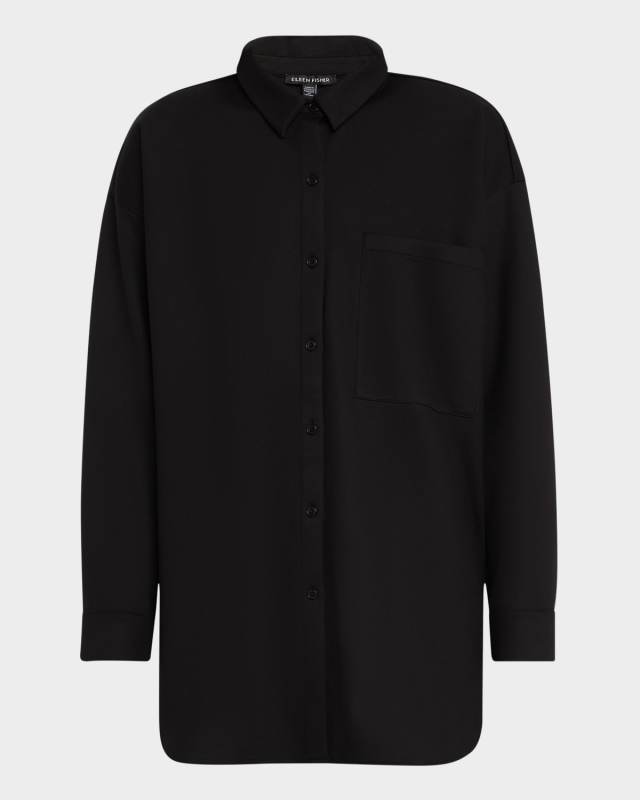 Oversized Button-Down Ponte Shirt
